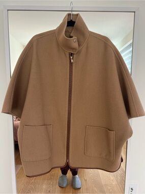 Massimo Dutti Wool Cape Coat with Stand Collar